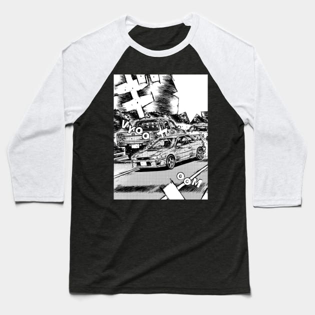 JDM Japanese Drift Racer Drifting Car Anime Manga Eurobeat Intensifies Aesthetic #11 Baseball T-Shirt by Neon Bang Bang